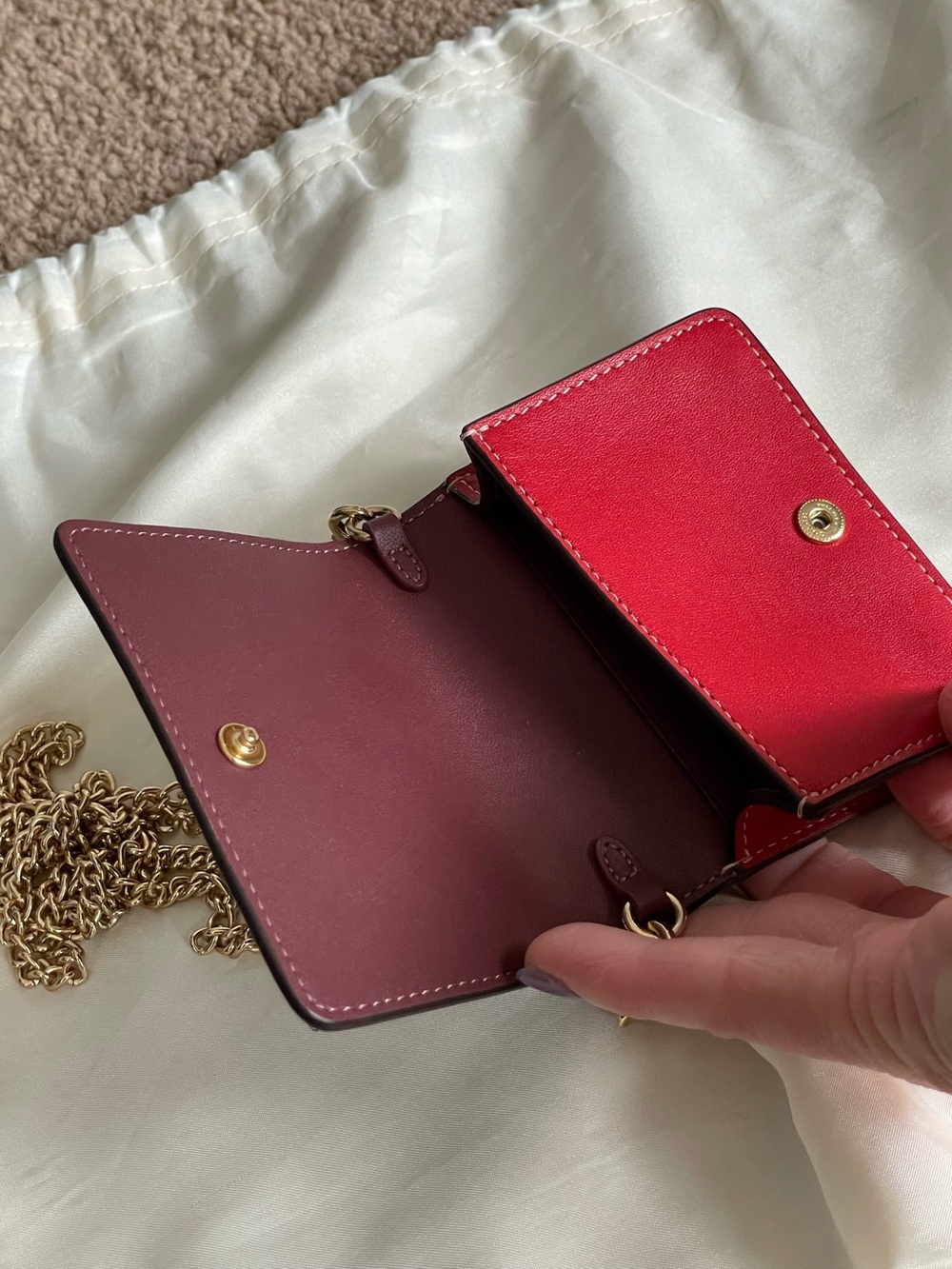 Coach Strawberry Mini Crossbody Wallet Bag Signature Red Strawberry EUC - Picture 10 of 16